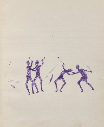 Kwatkwat people - (Aboriginals fighting) Sketchbook mainly of activities of Aboriginals and Whites by Tommy McRae
